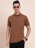 Brown Solid Regular Fit Polo T-Shirt | Greenfibre