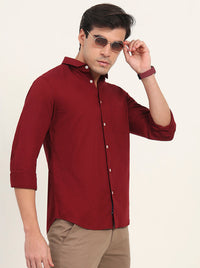 Maroon Solid Slim Fit Casual Shirt | Greenfibre