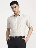 Fawn Checked Regular Fit Formal Shirt | Greenfibre