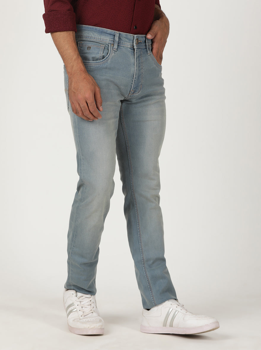 Smoky Blue Washed Slim Fit Jeans | Greenfibre