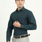 Teal Green & Black Checked Slim Fit Formal Shirt | Greenfire