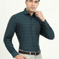 Teal Green & Black Checked Slim Fit Formal Shirt | Greenfire