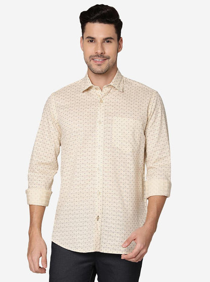 Yellow Printed Smart Fit Semi Casual Shirt | Greenfibre