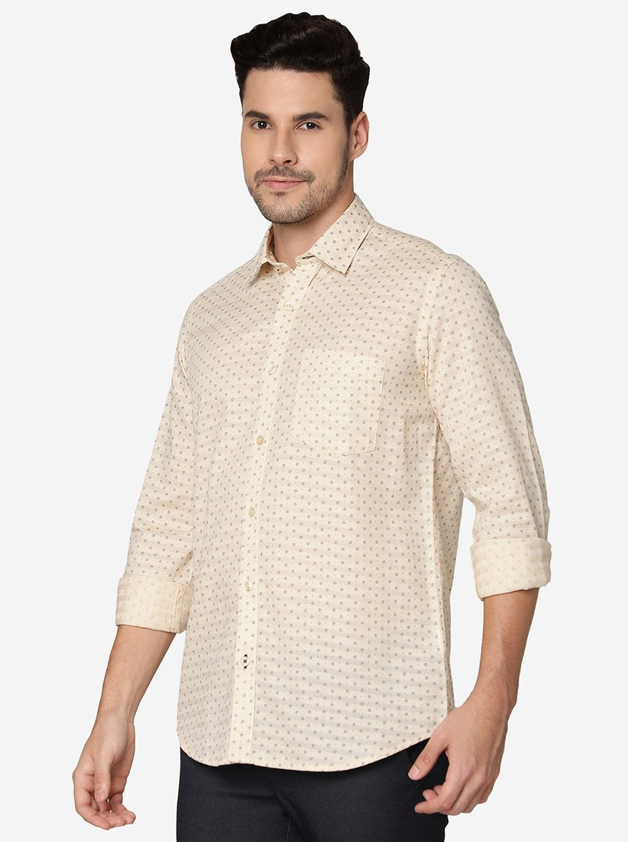 Yellow Printed Smart Fit Semi Casual Shirt | Greenfibre