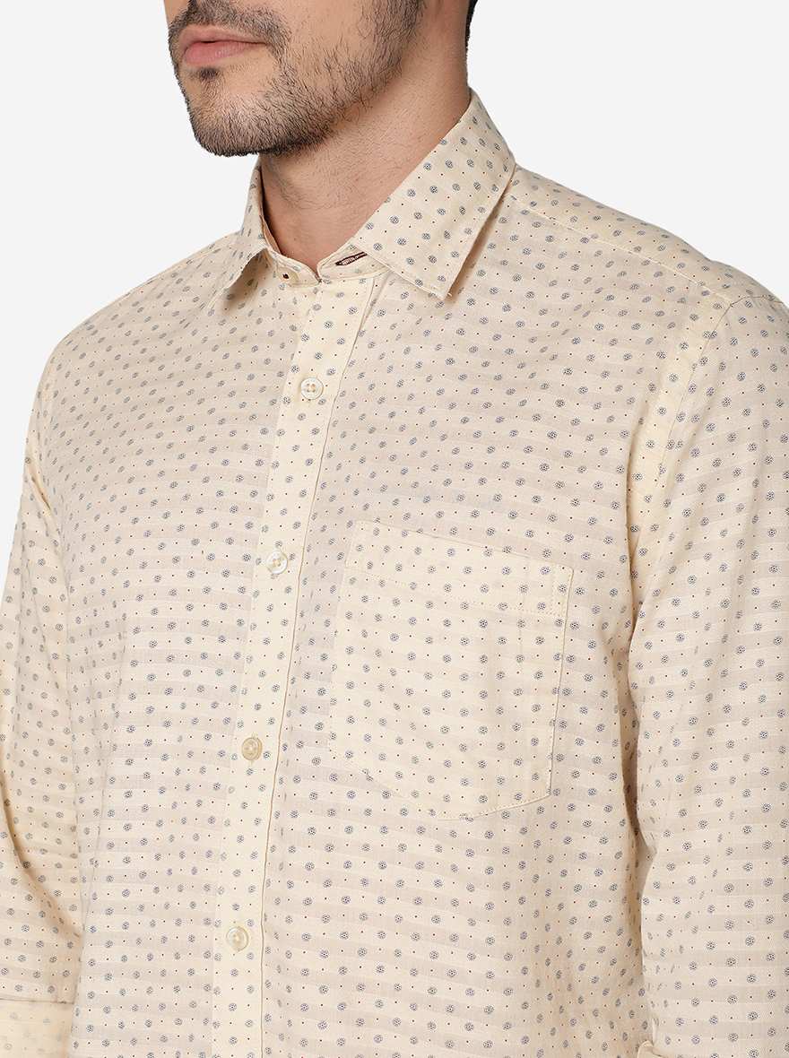 Yellow Printed Smart Fit Semi Casual Shirt | Greenfibre