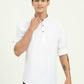 White Solid Slim Fit Semi Casual Shirt | Greenfibre