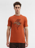 Deep Orange Printed Slim Fit T-Shirt | Greenfibre