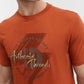 Deep Orange Printed Slim Fit T-Shirt | Greenfibre