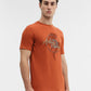 Deep Orange Printed Slim Fit T-Shirt | Greenfibre