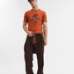 Deep Orange Printed Slim Fit T-Shirt | Greenfibre
