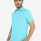 Blue Solid Slim Fit Polo T-Shirt | Greenfibre