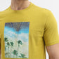 Mustard Printed Slim Fit T-Shirt | Greenfibre