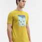 Mustard Printed Slim Fit T-Shirt | Greenfibre