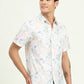 White & Orange Printed Slim Fit Casual Shirt | Greenfibre