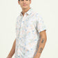 White & Orange Printed Slim Fit Casual Shirt | Greenfibre