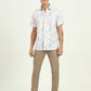 White & Orange Printed Slim Fit Casual Shirt | Greenfibre