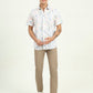 White & Orange Printed Slim Fit Casual Shirt | Greenfibre