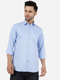 Blue Solid Smart Fit Semi Casual Shirt | Greenfibre