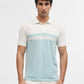 Sky Blue & Off White Striped Slim Fit Polo T-Shirt | Greenfibre
