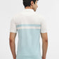 Sky Blue & Off White Striped Slim Fit Polo T-Shirt | Greenfibre