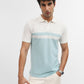 Sky Blue & Off White Striped Slim Fit Polo T-Shirt | Greenfibre