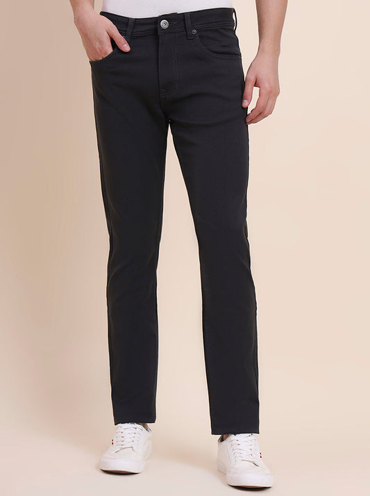 Dark Grey Solid Tailored Fit Jeans | Greenfibre