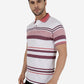 White & Pink Striped Slim Fit Polo T-Shirt | Greenfibre