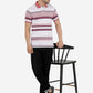 White & Pink Striped Slim Fit Polo T-Shirt | Greenfibre