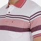 White & Pink Striped Slim Fit Polo T-Shirt | Greenfibre