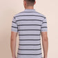 Grey & Black Striped Slim Fit Polo T-Shirt | Greenfibre