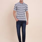 Grey & Black Striped Slim Fit Polo T-Shirt | Greenfibre