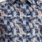 Blue Printed Slim Fit Party Wear Shirt | Greenfibre