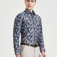 Blue Printed Slim Fit Party Wear Shirt | Greenfibre