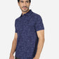 Estate Blue Printed Slim Fit Polo T-Shirt | Greenfibre