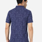 Estate Blue Printed Slim Fit Polo T-Shirt | Greenfibre