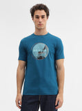 Dark Teal Printed Slim Fit T-Shirt | Greenfibre