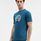 Dark Teal Printed Slim Fit T-Shirt | Greenfibre