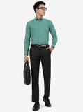 Green Solid Slim Fit Formal Trouser | Greenfibre