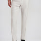 Cream Printed Slim Fit Formal Trouser | Greenfibre