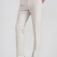 Cream Printed Slim Fit Formal Trouser | Greenfibre