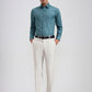 Cream Printed Slim Fit Formal Trouser | Greenfibre