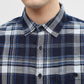 Navy Blue Checked Slim Fit Casual Shirt | Greenfibre