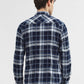 Navy Blue Checked Slim Fit Casual Shirt | Greenfibre