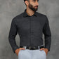 Black Printed Slim Fit Formal Shirt | GreenFibre