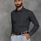 Black Printed Slim Fit Formal Shirt | GreenFibre