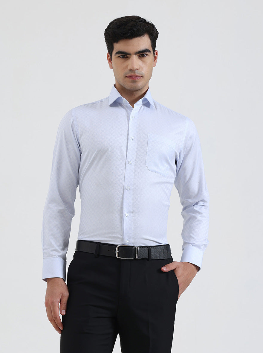 Sky Blue Solid Slim Fit Formal Shirt | Greenfibre