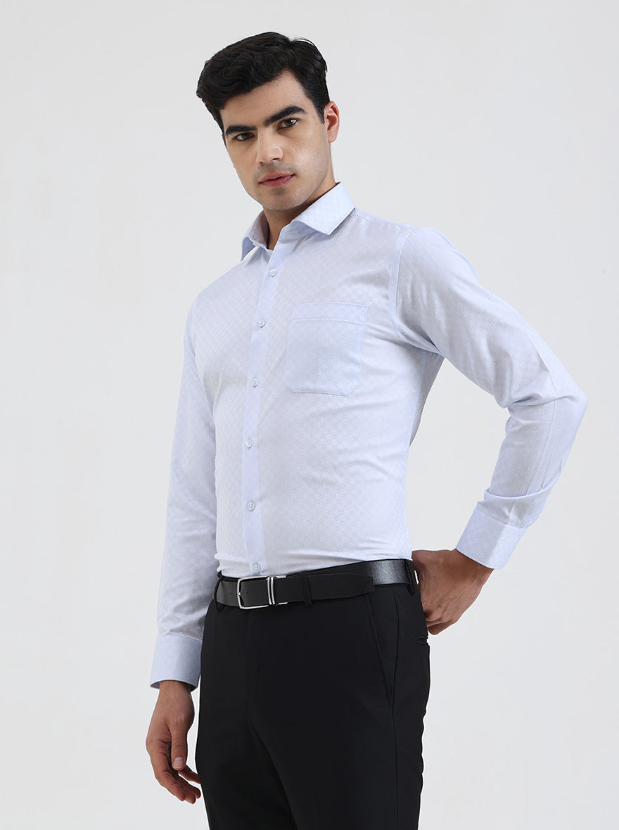Sky Blue Solid Slim Fit Formal Shirt | Greenfibre