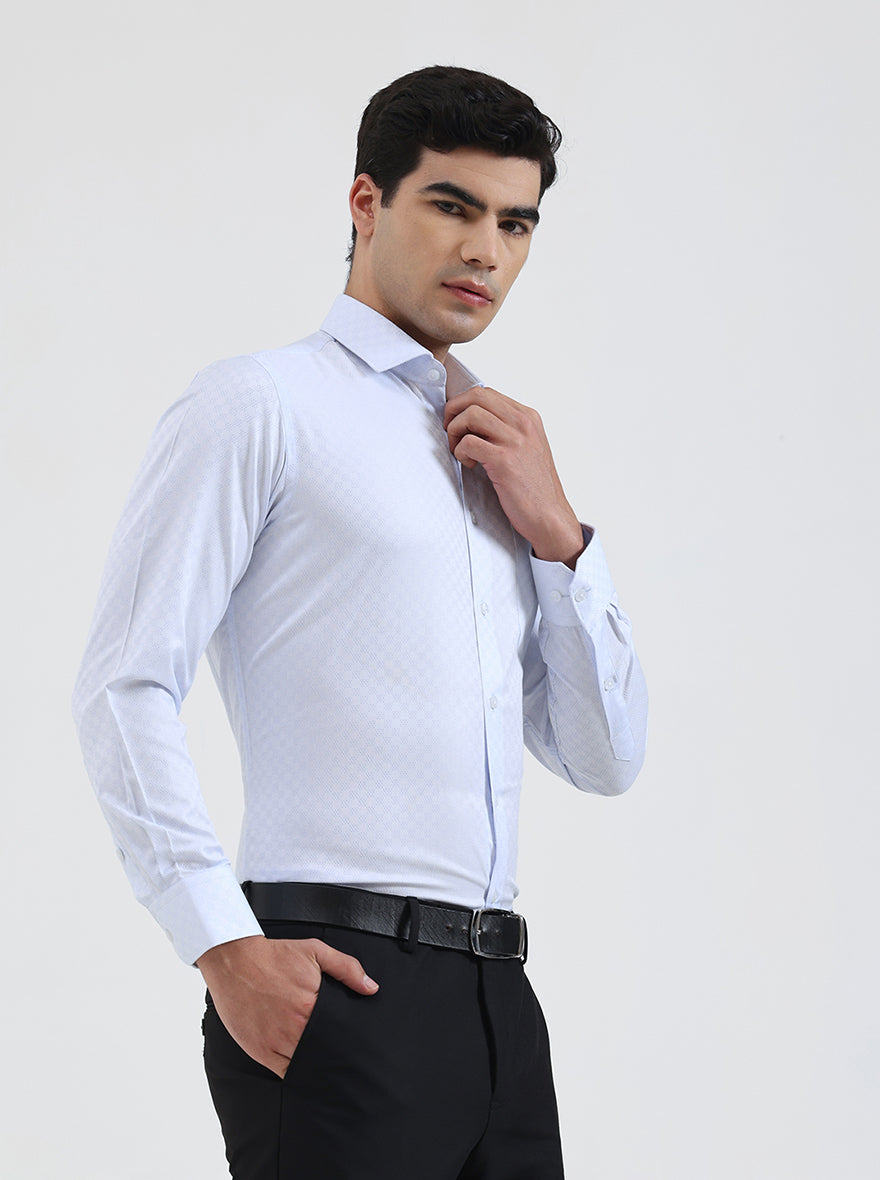 Sky Blue Solid Slim Fit Formal Shirt | Greenfibre