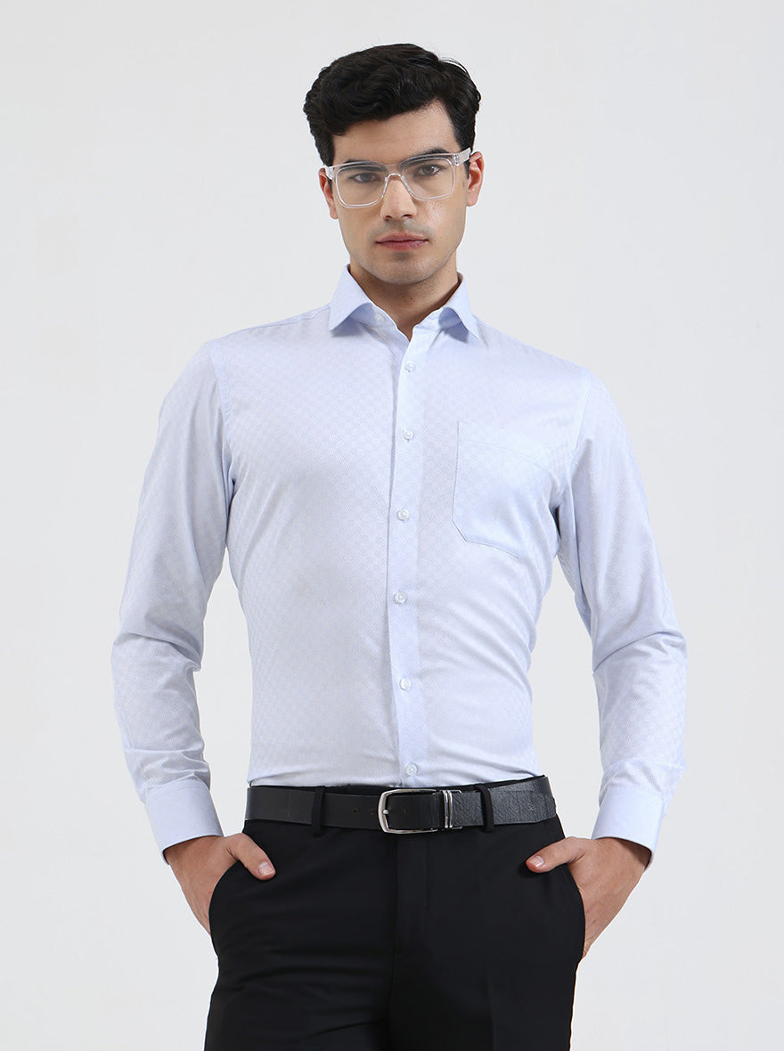 Sky Blue Solid Slim Fit Formal Shirt | Greenfibre