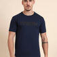 Navy Blue Printed Slim Fit T-Shirt | Greenfibre